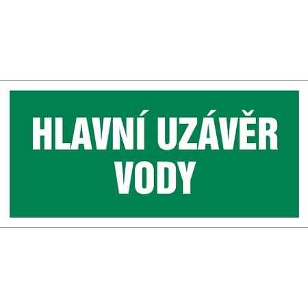 Značka Hlavní uzávěr vody, samolepicí fólie, 100 × 210 mm